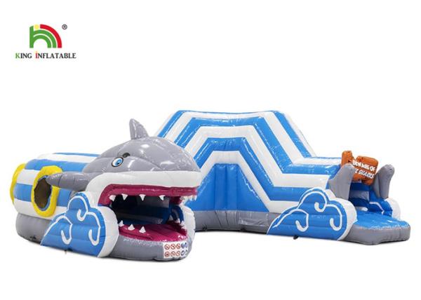 Buy cheap Indoor 6.5x5.5m Blue Shark Inflatable Bounce Obstacle Course from wholesalers