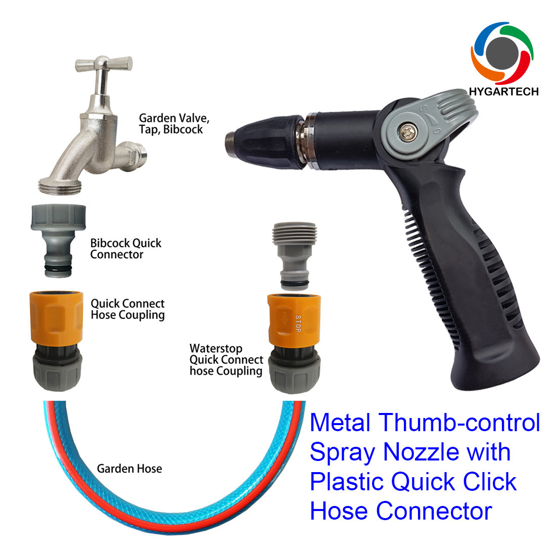 Garden Metal Hose Nozzle Sprayer 3/4'' House Cleaning