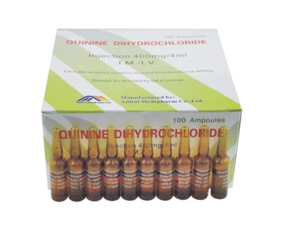 Buy cheap Quinine Dihydrochloride Injection 400mg/4ml, 100ampoules/box, antimalarial drugs from wholesalers