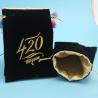 Buy cheap small velvet drawstring gift bag with satin lining inside with gold logo stamped from wholesalers