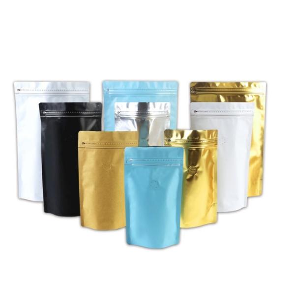 250g Capacity Aluminum Foil Resealable Stand Up Coffee Bags Side Gusseted With