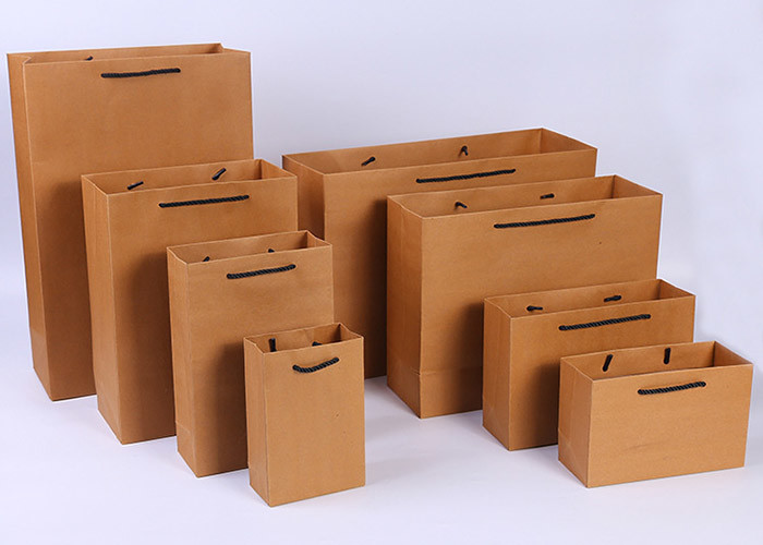 Colored Brown Kraft Paper Gift Bags With Handles , Large Christmas Gift Bags