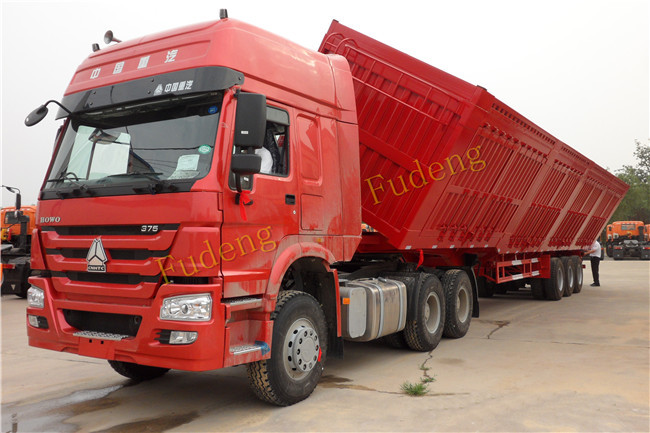 Carbon Steel 45 Ton Tipper Semi Trailer For Sand / Stone / Bulk Cargo Transport
