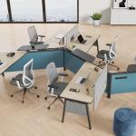 Modern Open Modular Workstation Office Desk 2 3 4 Person Office Wooden Staff