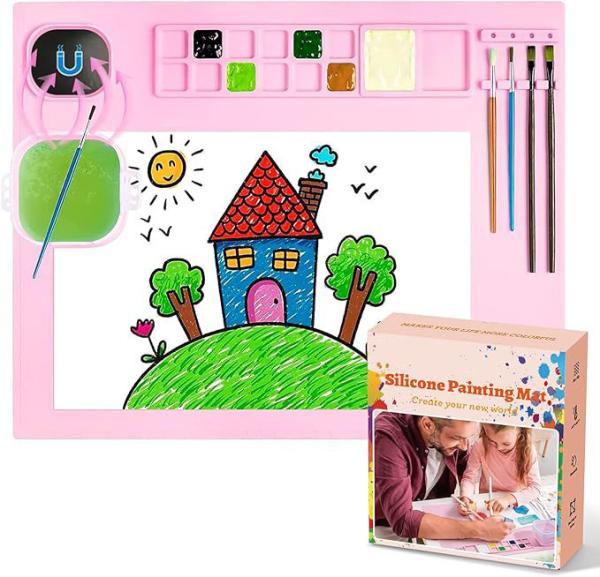 Buy cheap Pink Kids Art Silicone Painting Mat And Brush Cleaner Tool Customized Logo from wholesalers