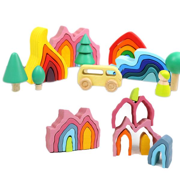 Buy cheap DIY Assembled 11.5cm Wooden Blocks Toys Montessori Block Set Stacked Balance from wholesalers