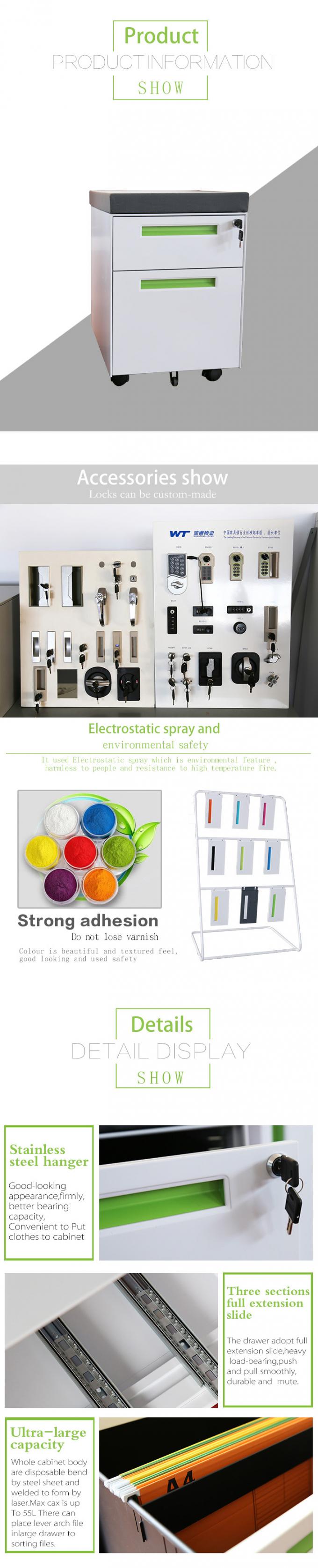 A4/F4 Steel Mobile Pedestal File Cabinet , Office Storage Cabinet With Cushion 0