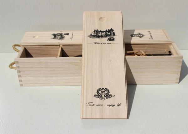 Paulownia Personalised Wine Box , Single Bottle Empty Wooden Wine Boxes With
