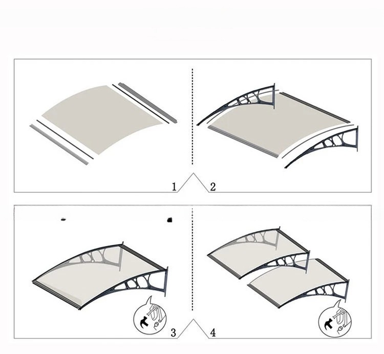 DIY Outdoor Window Awning Canopy with Polycarbonate Clear Sheet Self-Clean Sun Shield