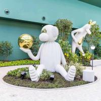 Buy cheap Plaza Garden Sitting Monkey Statue Cartoon Fiberglass Metal Decoration product