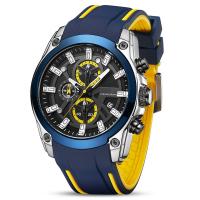 Buy cheap ROHS Mens Quartz Silicone Strap Watches FCC Rubber Strap Chronograph product