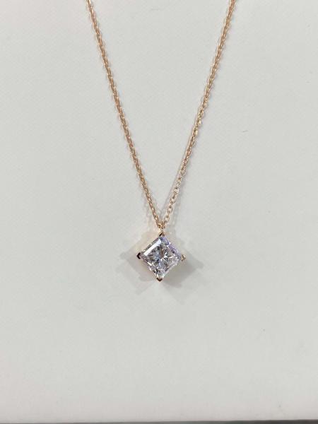 Buy cheap Solitaire Princess Cut 1ct Lab Grown White Diamond Necklace Pendant from wholesalers