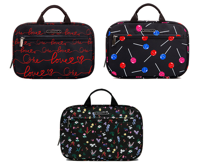 Wave Point Print Polyester Travel Toiletry Bag