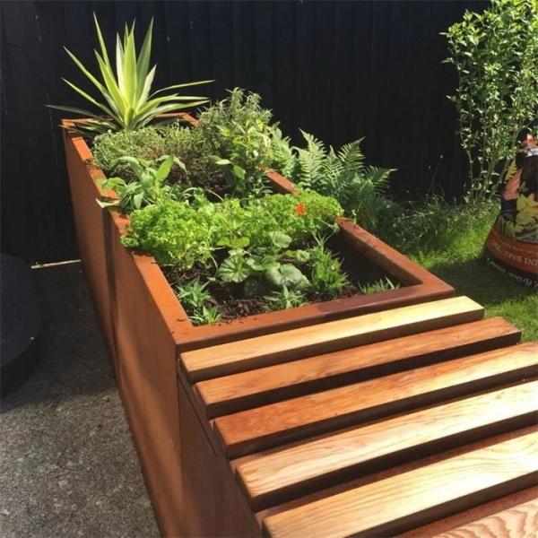 Buy cheap Outdoor Landscaping Metal Trough Rectangular Corten Steel Planter Bench from wholesalers