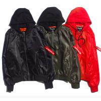 Buy cheap Windproof Mens Winter Bomber Coats , Plus Size Black Nylon Bomber Jacket product
