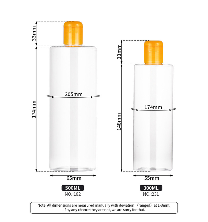 Round Shape Plastic Screw Top Bottles With 33mm Cap OEM Available
