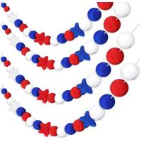 Buy cheap Bulk Independence Day Felt Pom Poms White Blue And Red Ball product