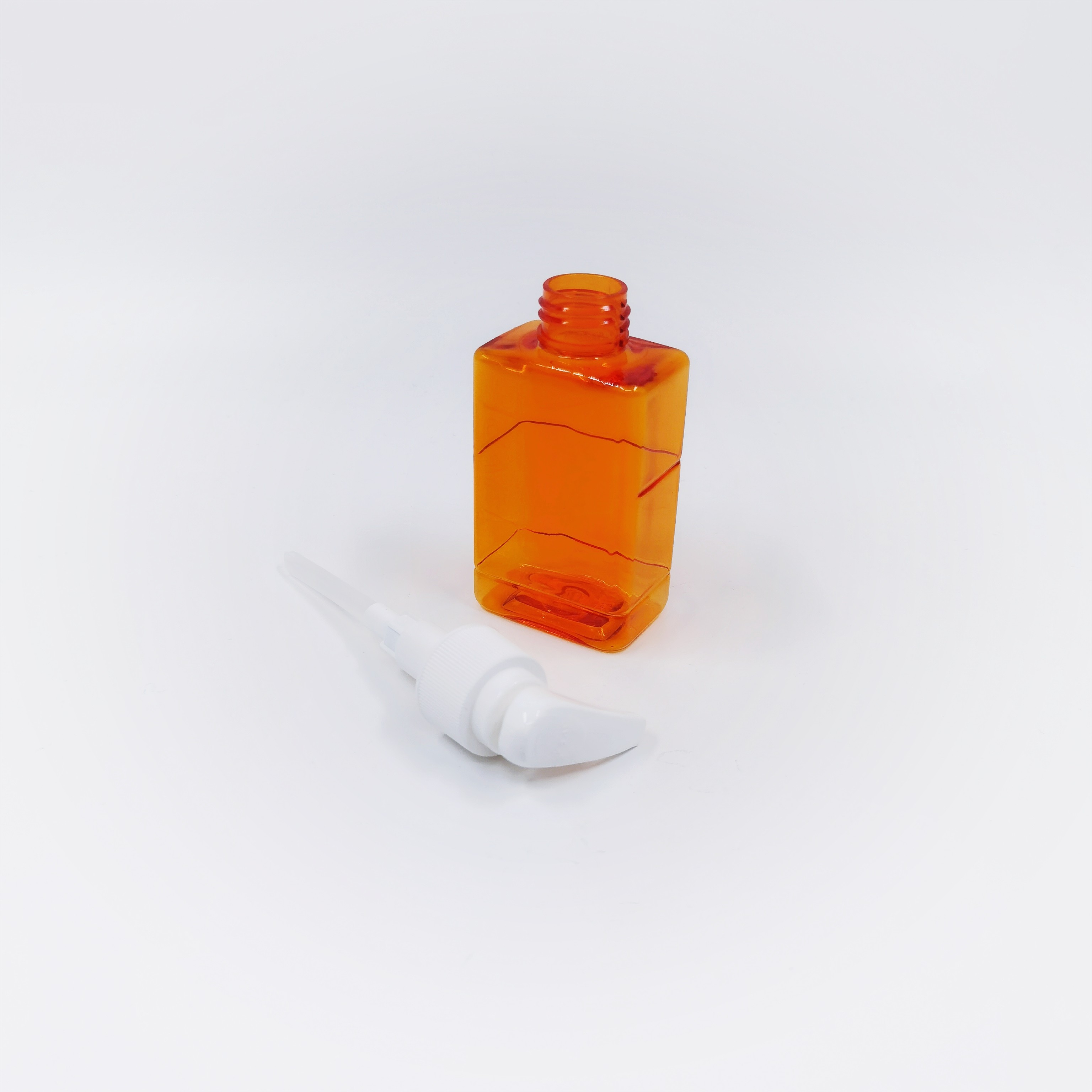 100ml 3.38oz Orange Plastic Square Bottle for Toner Shampoo