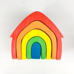 Pegdolls Wooden Building Blocks Toy Geometric Rainbow Building Blocks