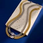 Personalized Stainless Steel CZ Gold Necklace Miami Cuban Link Chain Necklace
