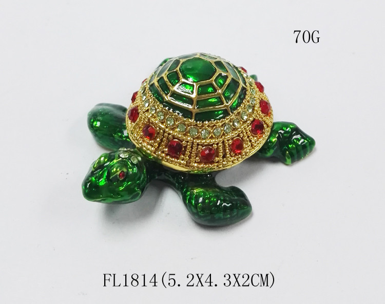 Mini Turtle trinket jewelry box petwer metal jewelry box diamond decoration gifts box
