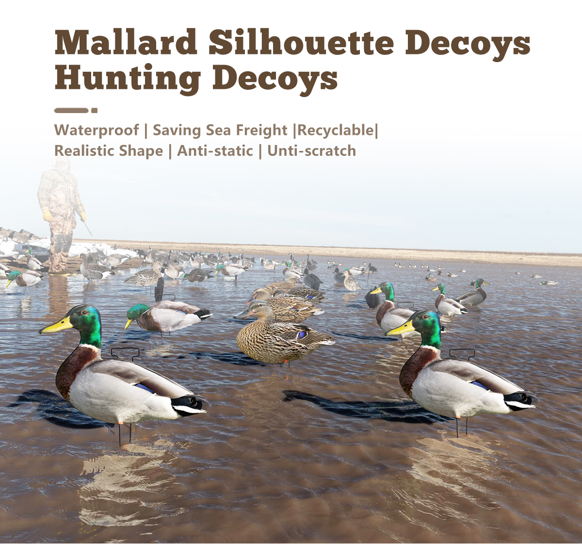 1200g Lifelike Hunting Decoys PP Board Silhouette Decoys Recyclable Anti Scratch