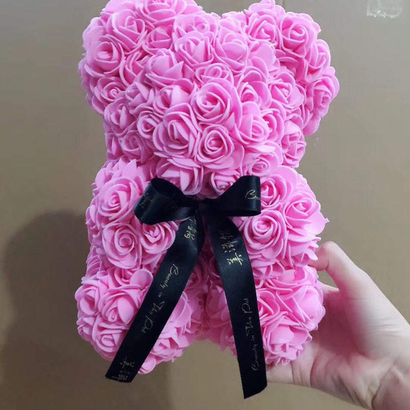 PE Roses Bear with More Colors Bear Roses for Christmas Gift Rose bear China factory Valantines day gift