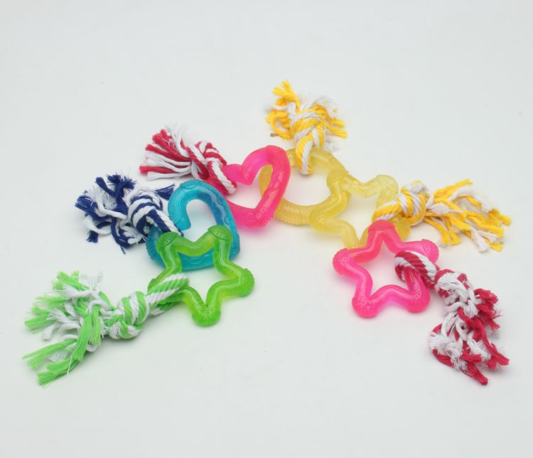 Eco - Friendly Cute TPR Dog Toy For Bulldogs Heart Star Round Shape