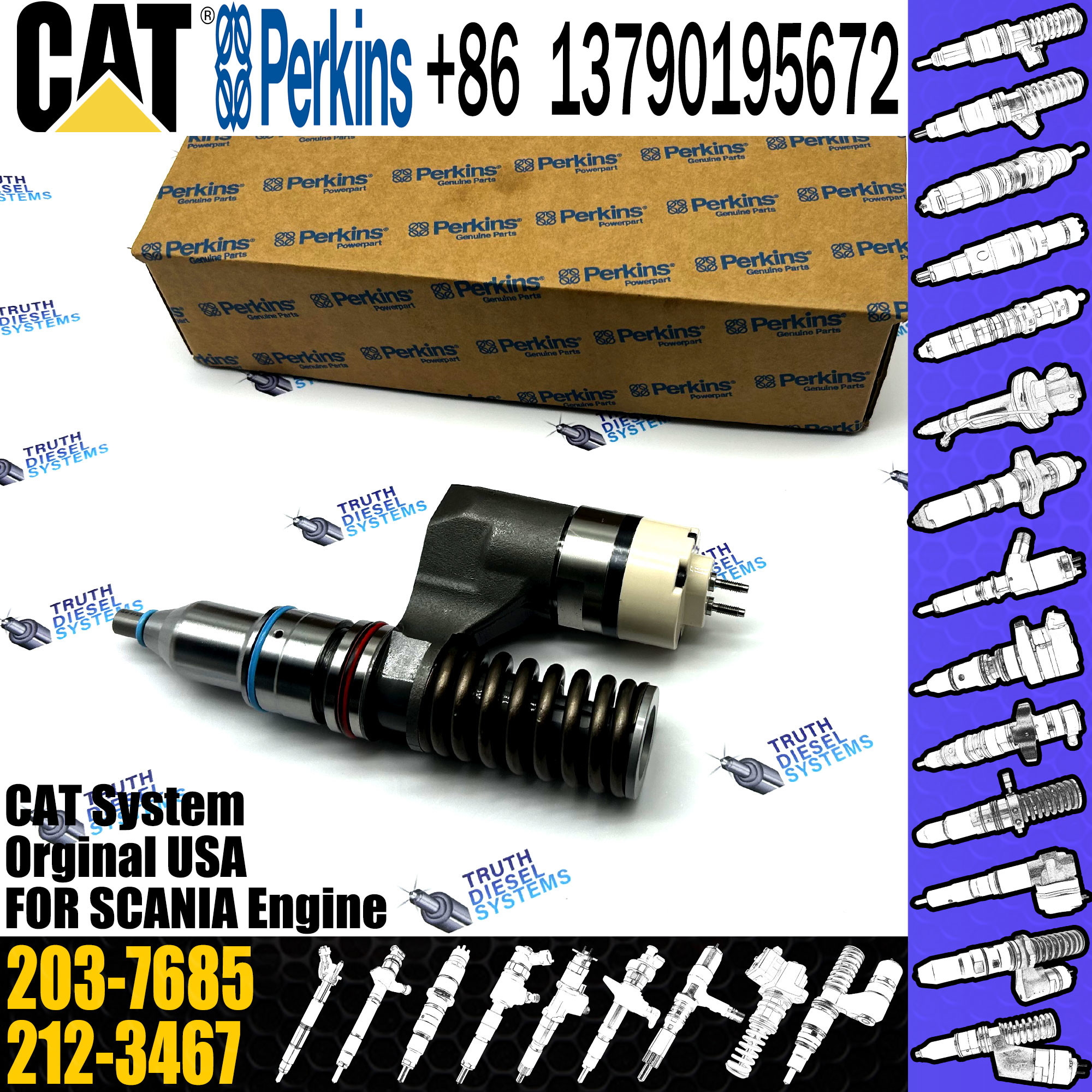 C10 Fuel Injector Assembly 203-7685 212-3467 212-3468 350-7555 317-5278 161-1785 10R-0967 10R-1259 10R-1258