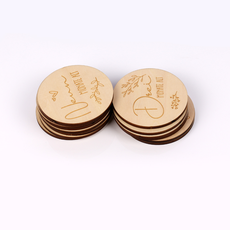 Baby 13 Pcs Wooden Milestone Discs First Year Monthly Milestone Cards