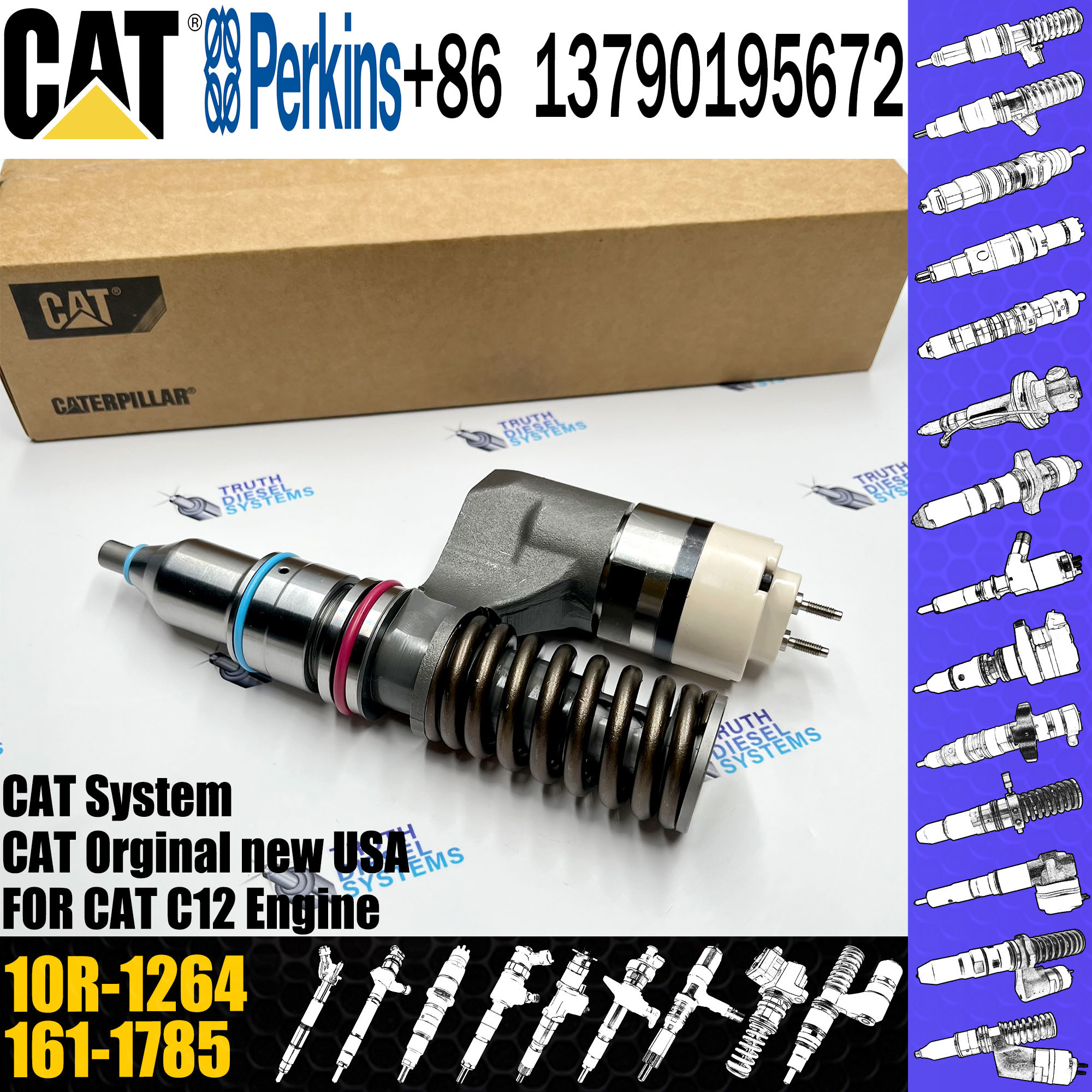 Diesel Fuel Common Rail Injector for Caterpillar Engine C12 187-6549 10R-1264 161-1785 10R-0967 OR-9530 212-3462