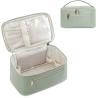 Buy cheap Women Green Travel Makeup Organizer Cosmetic Brush Case in Eco Vegan Leather from wholesalers