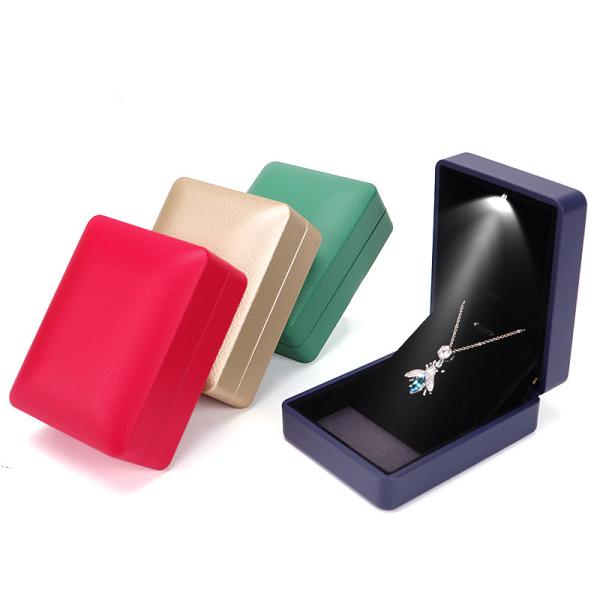 Buy cheap Leather Jewelry Box with Light Hanhong Round Logo Silk Screen Printed Custom Ring Box from wholesalers