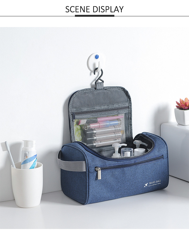 Mens Waterproof Oxford Hanging Travel Toiletry Bag With Hook