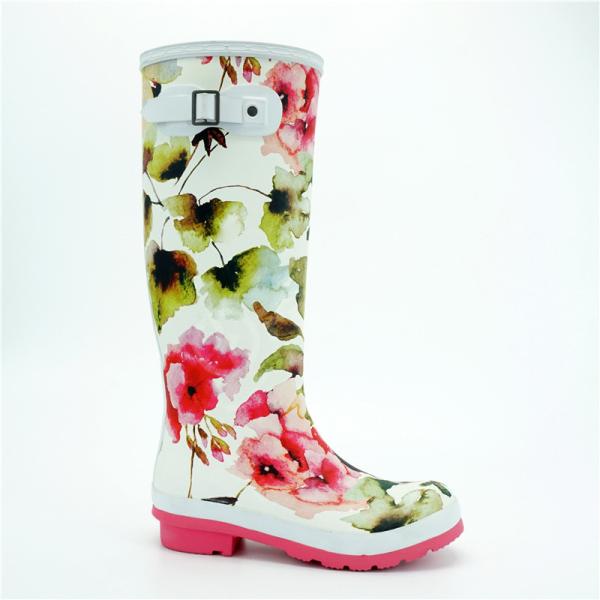 Buy cheap Wear Resistant Knee Length Rubber Boots , Flower Printed Garden Rubber Rain Boots from wholesalers