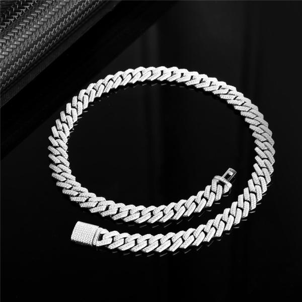 Buy cheap 16 Inches Hip Hop Jewelry 18K Miami 925 Sterling Silver Moissanite Tennis Chain from wholesalers
