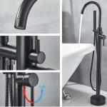 Resin Freestanding Bathtub Accessories Detachable Shower Faucet Taps Black Brass