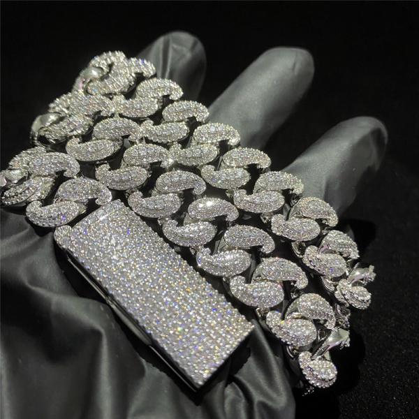 Buy cheap Hip Hop Moissanite Cuban Link Chain Miami Mens Sterling Silver Jewelry Necklace from wholesalers