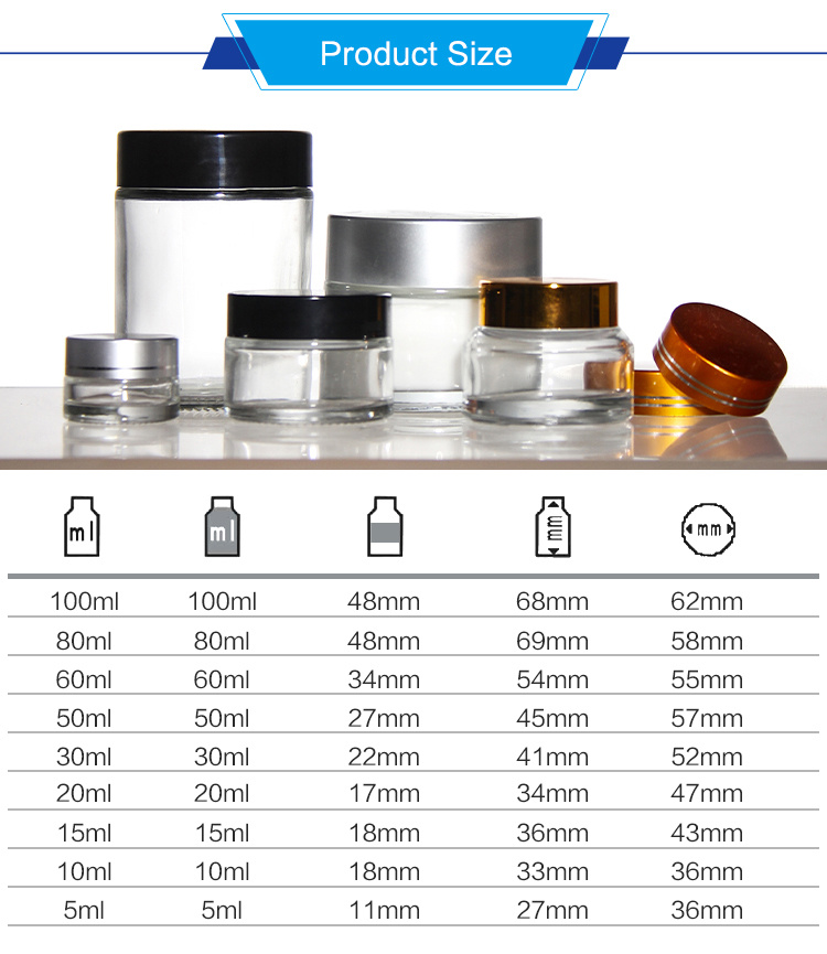 50g 50ml Frosted Skincare Face Cream Custom Empty Lip Balm Glass Cosmetic Packaging Cream Jar