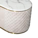White PU Cover 20mm Marble Top TV Stand Gold Decoration With MDF Drawer