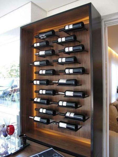 Buy cheap 20 Bottles Wooden Wall Mounted Wine Rack / Liquor Bottle Rack With LED Lights from wholesalers