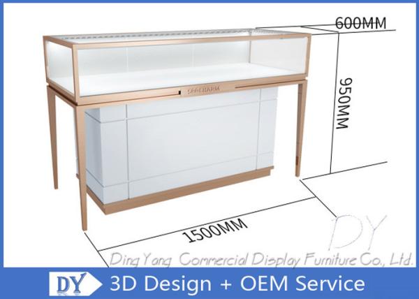 Buy cheap Luxury Rose Gold Stainless Steel Jewellery Display Cabinets For Retail Shop from wholesalers