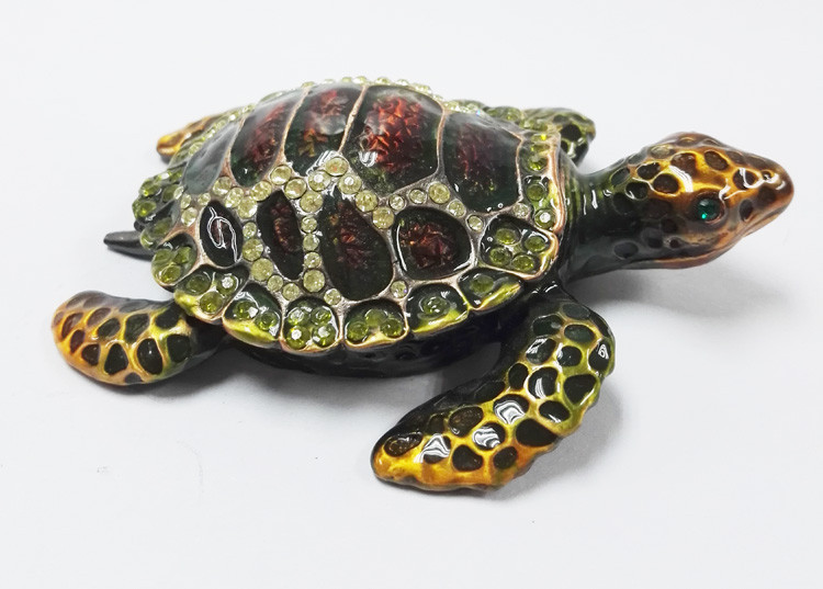Turtle jeweled animal trinket box turtle trinket jewelry box turtles antique pewter jewelry box