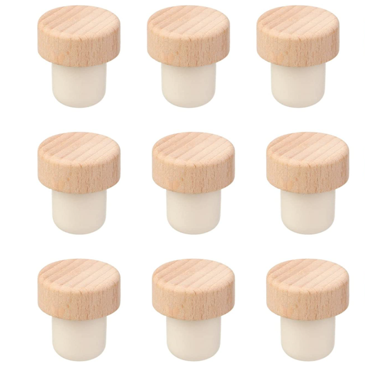 Reusable Wooden Rubber Stopper Wine Bottle Clear T-shaped Cork in Custom Size Accepted