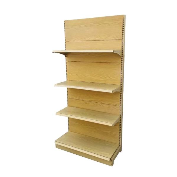 Buy cheap Single Side Wood Gondola Shelving Metal Wood Grain Supermarket Shelf from wholesalers