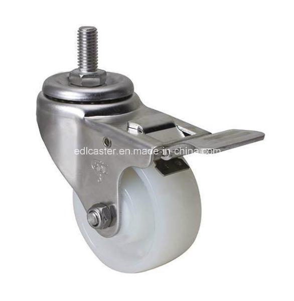 S5443-25 Stainless Steel 3" 90kg Threaded Brake Tpa Caster for Heavy-Duty