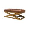 Buy cheap Living Furniture X Cross Leather Tufted Buttons Bench Vintage Leather Stool from wholesalers