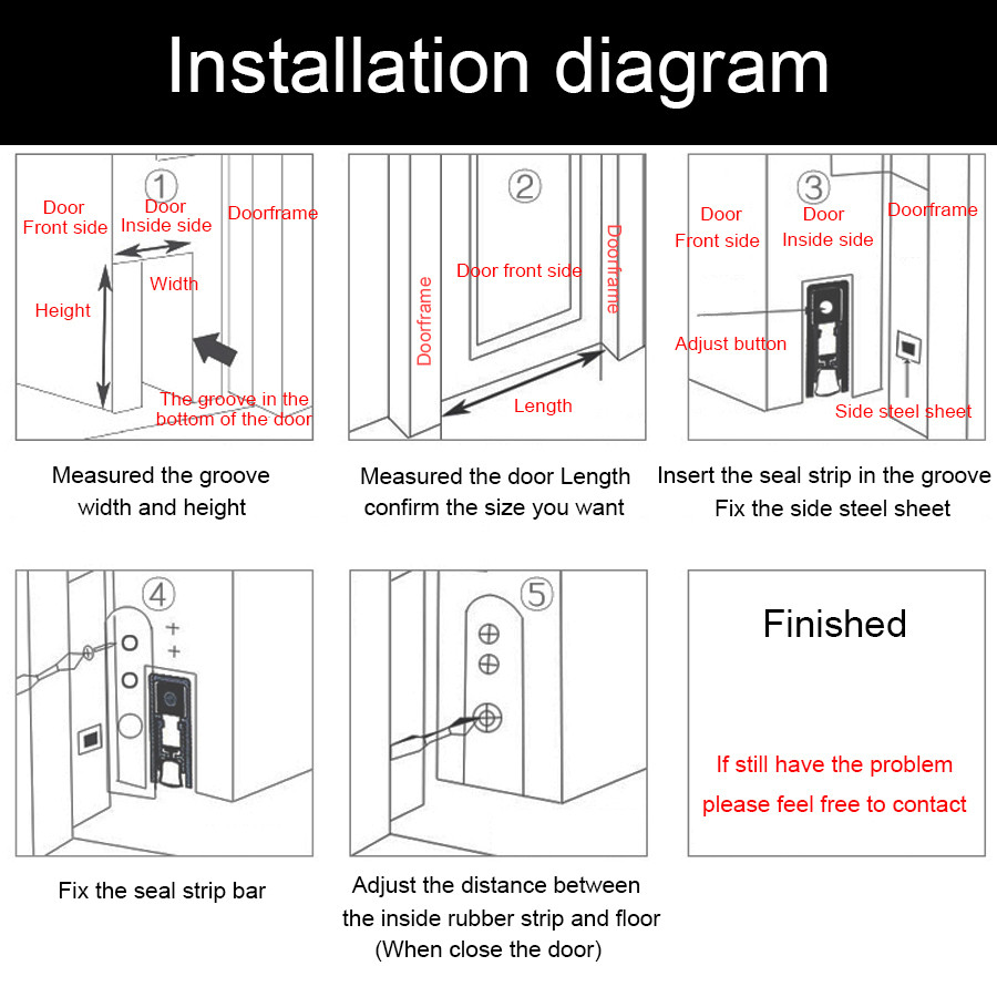 Acoustic Door Bottom Seals Automaticlly Drop Down Concealed Dustproof Weatherstripping 14*30-38mm