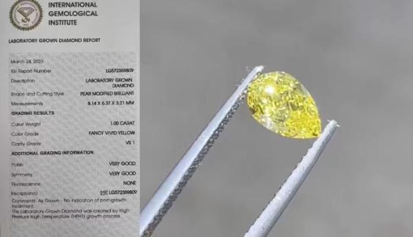 Buy cheap 1CT Pear Shape Certified Loose Diamond Synthetic Yellow Diamond from wholesalers