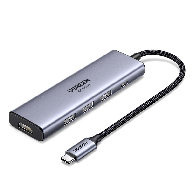 USB C Hub 5 in 1 USB C to HD-MI Splitter 3 USB A 3.0 Port and 5Gbps Type-C Data Port, 4KHDMI Port, PD 100W Charging